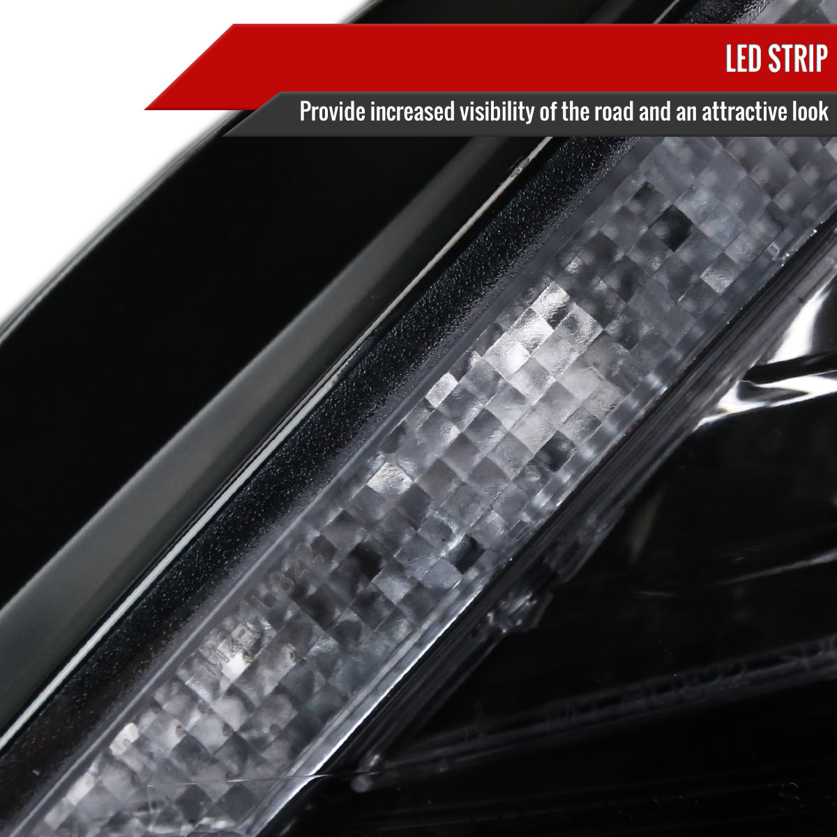 2011-2013 Toyota Corolla Projector Headlights w/ LED Light Strip (Glossy Black Housing/Smoked Lens)