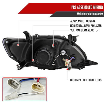 2011-2013 Toyota Corolla Projector Headlights w/ LED Light Strip (Glossy Black Housing/Smoked Lens)