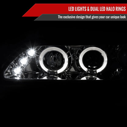 1993-1997 Toyota Corolla Dual Halo Projector Headlights (Chrome Housing/Clear Lens)
