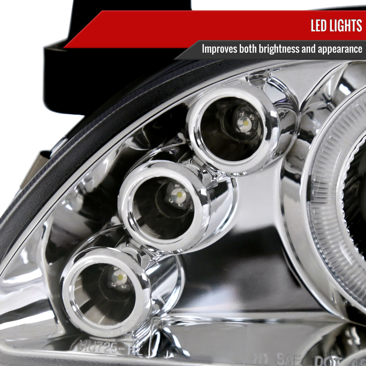 1993-1997 Toyota Corolla Dual Halo Projector Headlights (Chrome Housing/Clear Lens)