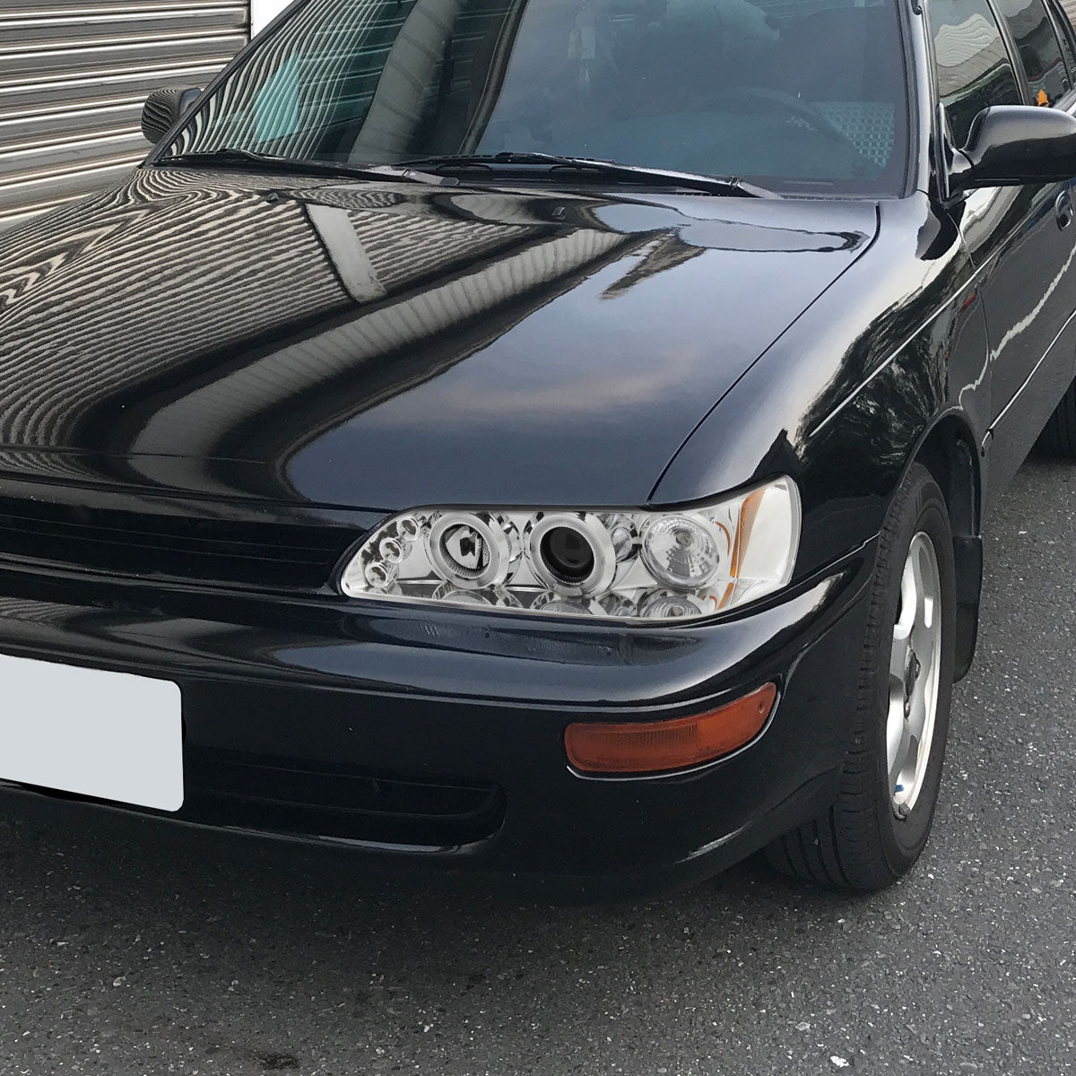 1993-1997 Toyota Corolla Dual Halo Projector Headlights (Chrome Housing/Clear Lens)