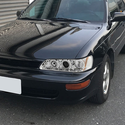 1993-1997 Toyota Corolla Dual Halo Projector Headlights (Chrome Housing/Clear Lens)