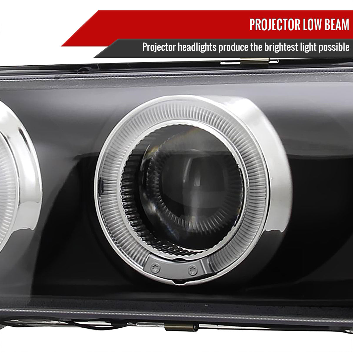 1993-1997 Toyota Corolla Dual Halo Projector Headlights (Matte Black Housing/Clear Lens)