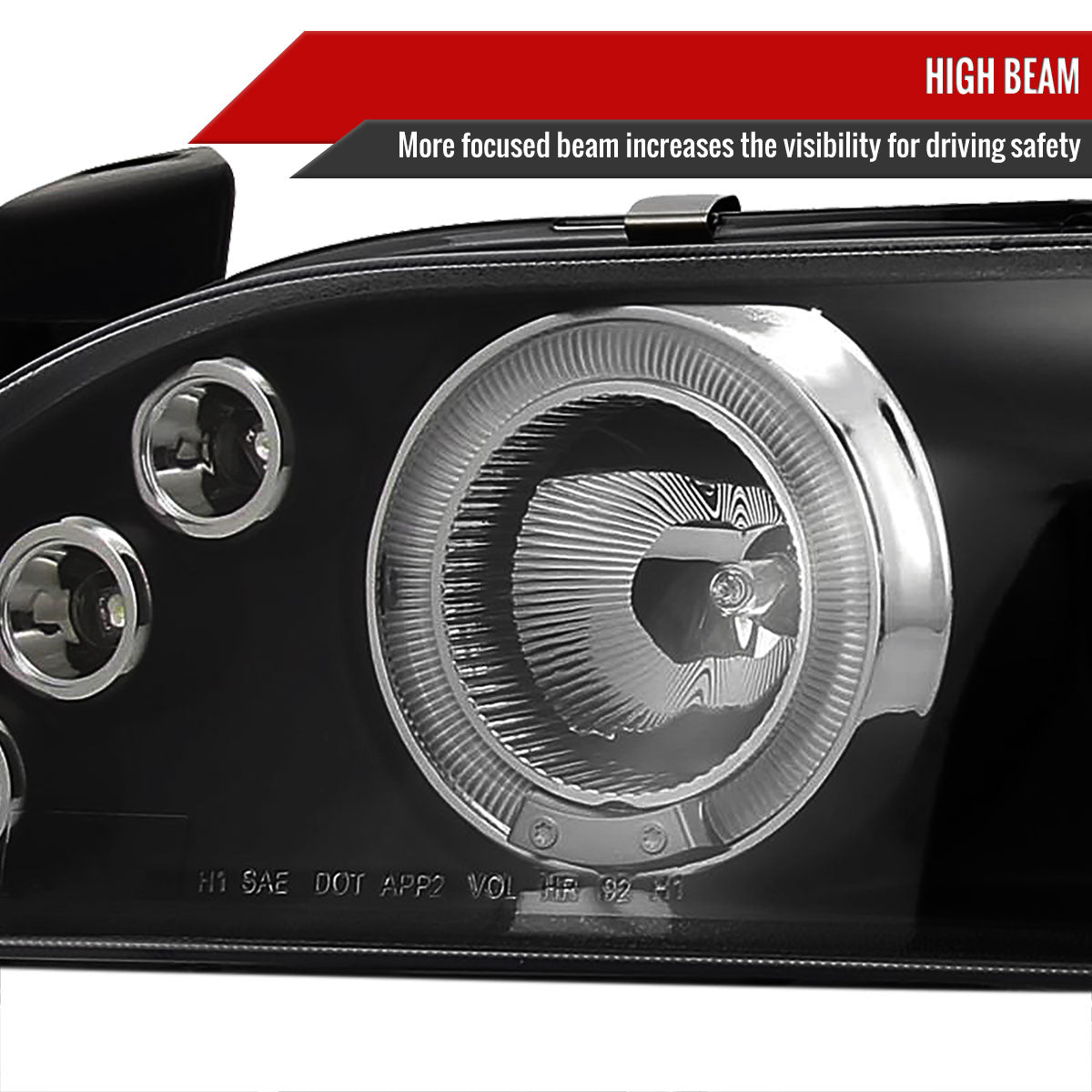 1993-1997 Toyota Corolla Dual Halo Projector Headlights (Matte Black Housing/Clear Lens)