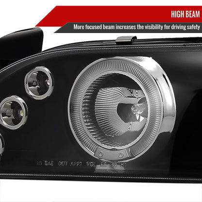 1993-1997 Toyota Corolla Dual Halo Projector Headlights (Matte Black Housing/Clear Lens)