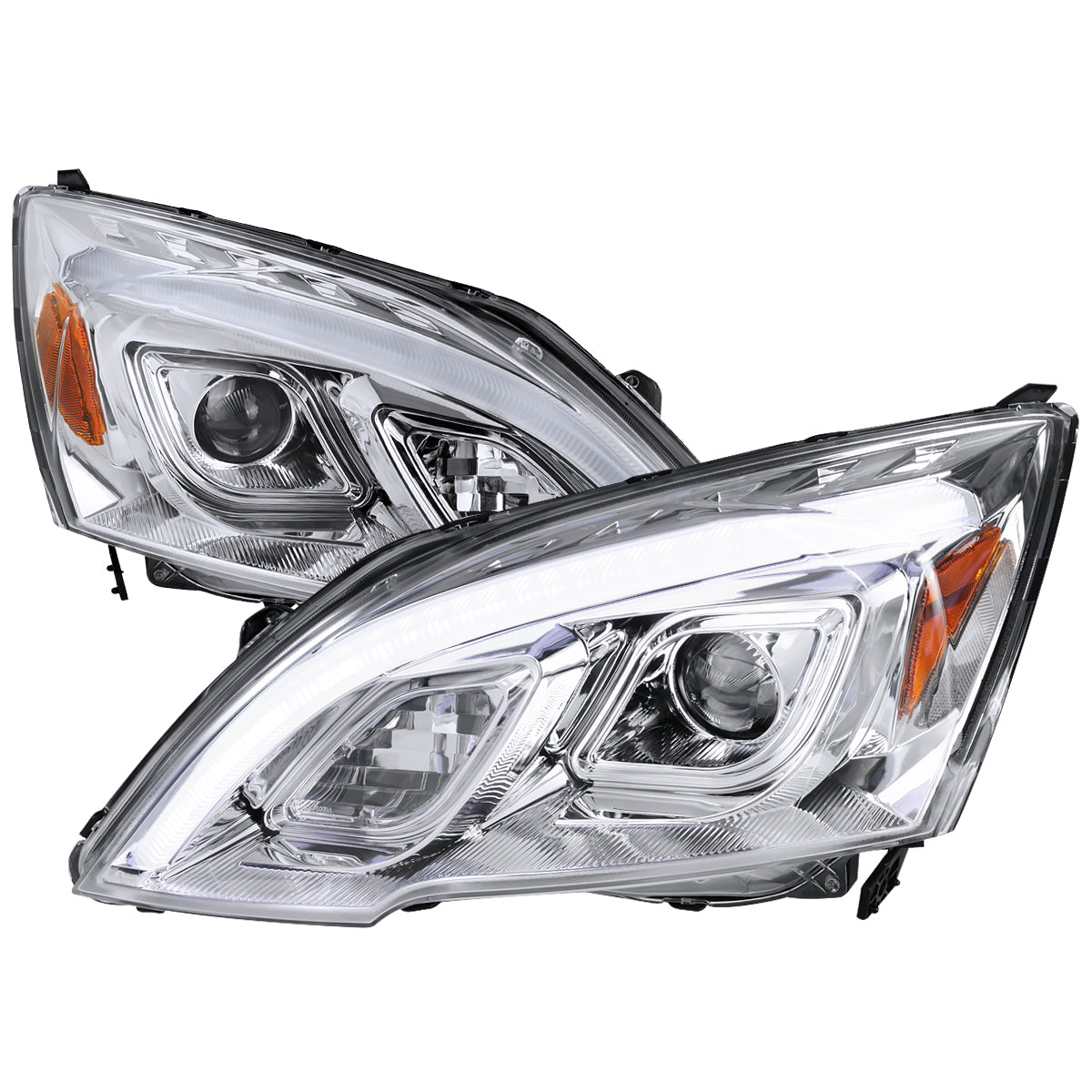 2007-2011 Honda CRV LED Bar Projector Headlights (Chrome Housing/Clear Lens)