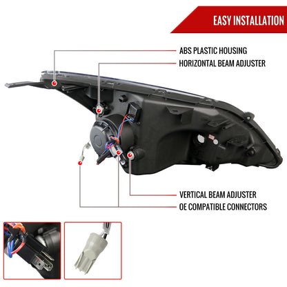 2007-2011 Honda CR-V LED Bar Projector Headlights (Glossy Black Housing/Smoked Lens)