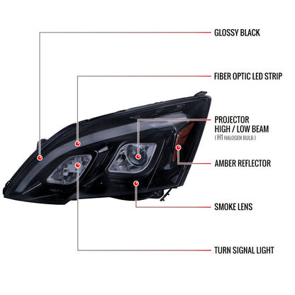 2007-2011 Honda CR-V LED Bar Projector Headlights (Glossy Black Housing/Smoked Lens)