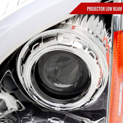 2008-2014 Cadillac CTS Switchback Sequential LED Bar Projector Headlights (Chrome Housing/Clear Lens)