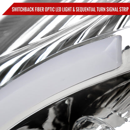 2008-2014 Cadillac CTS Switchback Sequential LED Bar Projector Headlights (Chrome Housing/Clear Lens)