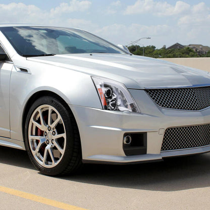 2008-2014 Cadillac CTS Switchback Sequential LED Bar Projector Headlights (Chrome Housing/Clear Lens)