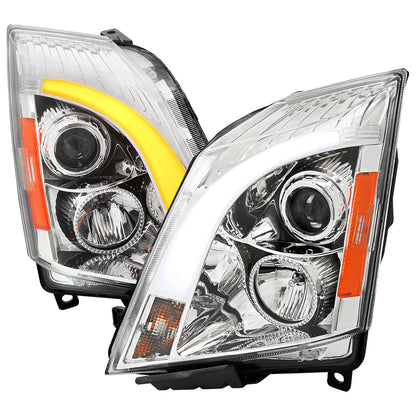 2008-2014 Cadillac CTS Switchback Sequential LED Bar Projector Headlights (Chrome Housing/Clear Lens)