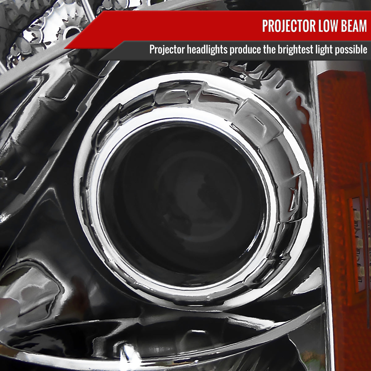 2008-2014 Cadillac CTS Projector Headlights w/LED Light Strip (Chrome Housing/Clear Lens)