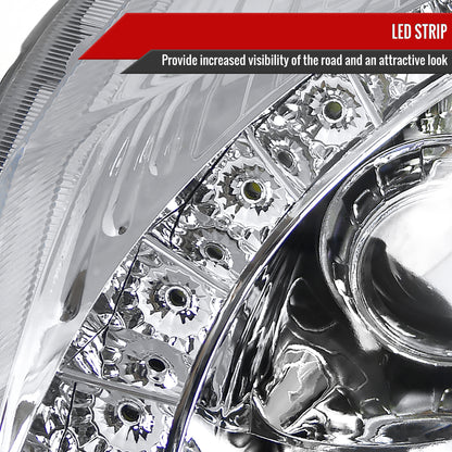 2008-2014 Cadillac CTS Projector Headlights w/LED Light Strip (Chrome Housing/Clear Lens)