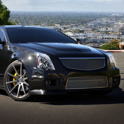 2008-2014 Cadillac CTS Projector Headlights w/LED Light Strip (Chrome Housing/Clear Lens)