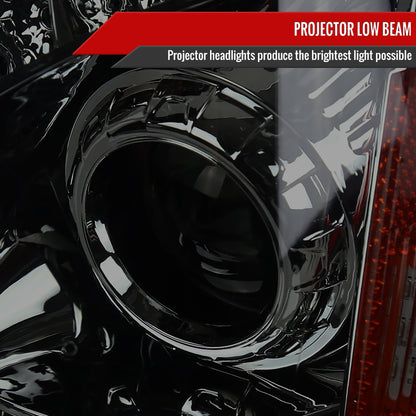 2008-2014 Cadillac CTS SMD LED Light Strip Projector Headlights (Chrome Housing/Smoked Lens)