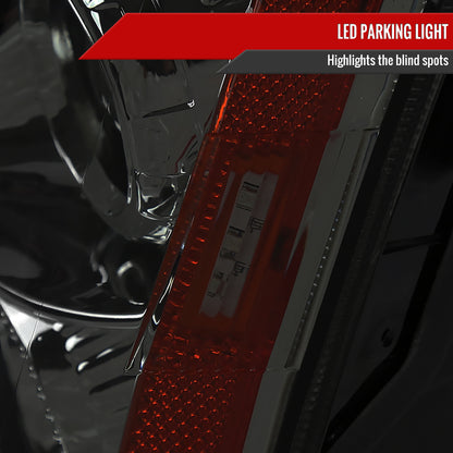 2008-2014 Cadillac CTS SMD LED Light Strip Projector Headlights (Chrome Housing/Smoked Lens)