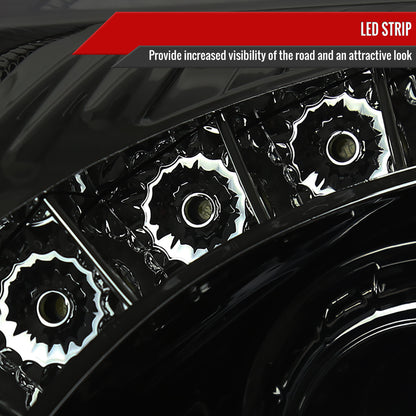 2008-2014 Cadillac CTS SMD LED Light Strip Projector Headlights (Chrome Housing/Smoked Lens)