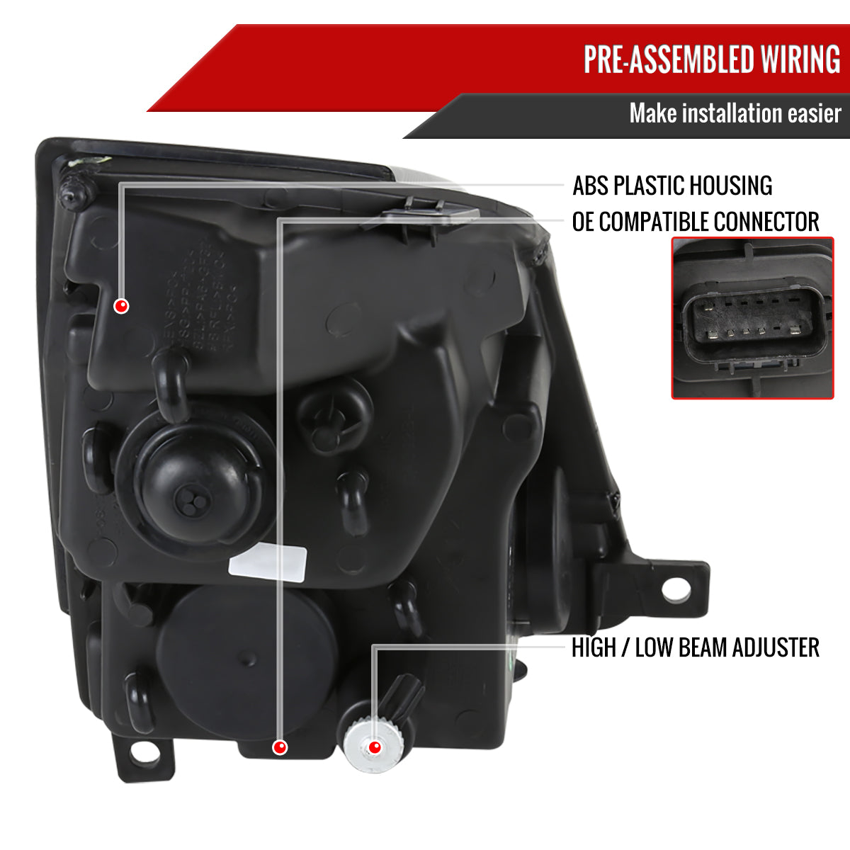 2008-2014 Cadillac CTS SMD LED Light Strip Projector Headlights (Chrome Housing/Smoked Lens)