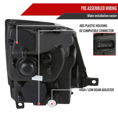 2008-2014 Cadillac CTS SMD LED Light Strip Projector Headlights (Chrome Housing/Smoked Lens)