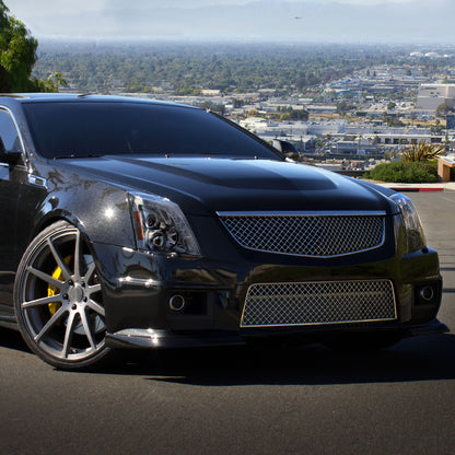 2008-2014 Cadillac CTS SMD LED Light Strip Projector Headlights (Chrome Housing/Smoked Lens)