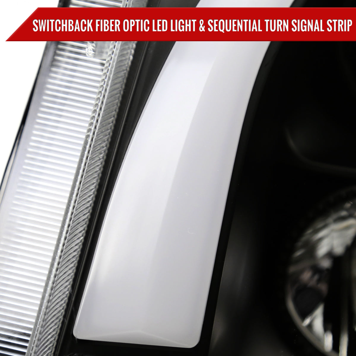 2008-2014 Cadillac CTS Switchback Sequential LED Bar Projector Headlights (Matte Black Housing/Clear Lens)