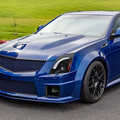 2008-2014 Cadillac CTS Switchback Sequential LED Bar Projector Headlights (Matte Black Housing/Clear Lens)