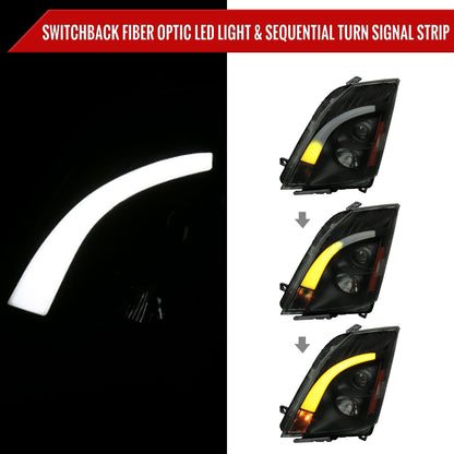 2008-2014 Cadillac CTS Switchback Sequential LED Bar Projector Headlights (Matte Black Housing/Smoked Lens)