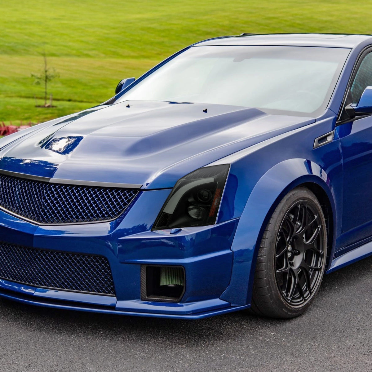 2008-2014 Cadillac CTS Switchback Sequential LED Bar Projector Headlights (Matte Black Housing/Smoked Lens)