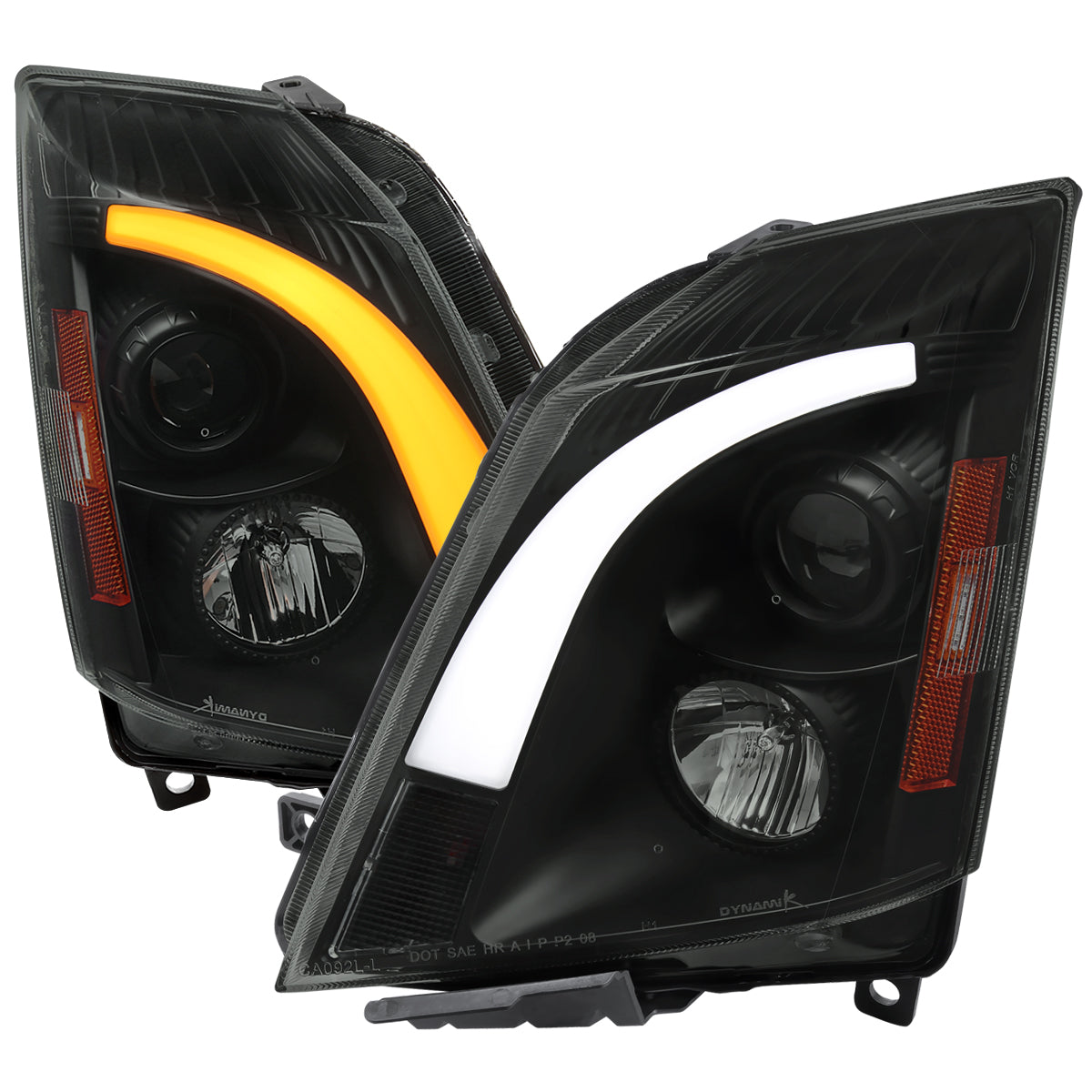 2008-2014 Cadillac CTS Switchback Sequential LED Bar Projector Headlights (Matte Black Housing/Smoked Lens)