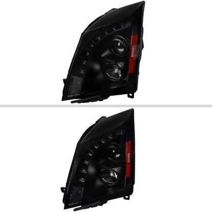2008-2014 Cadillac CTS SMD LED Light Strip Projector Headlights (Black Housing/Smoked Lens)