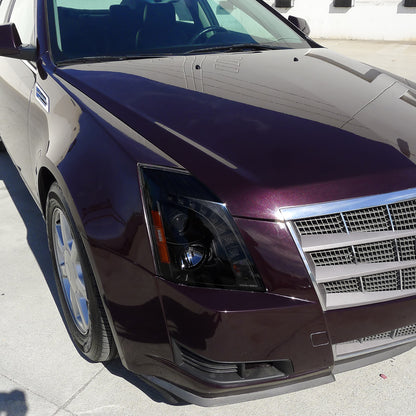 2008-2014 Cadillac CTS SMD LED Light Strip Projector Headlights (Black Housing/Smoked Lens)