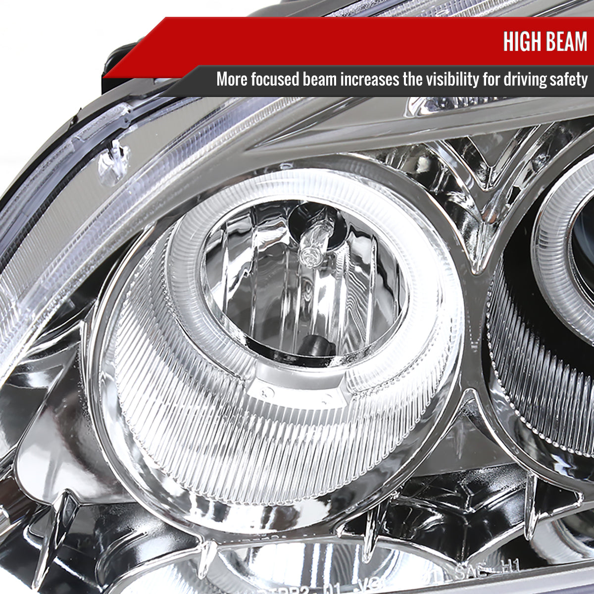 2001-2003 Honda Civic Dual Halo Projector Headlights (Chrome Housing/Clear Lens)