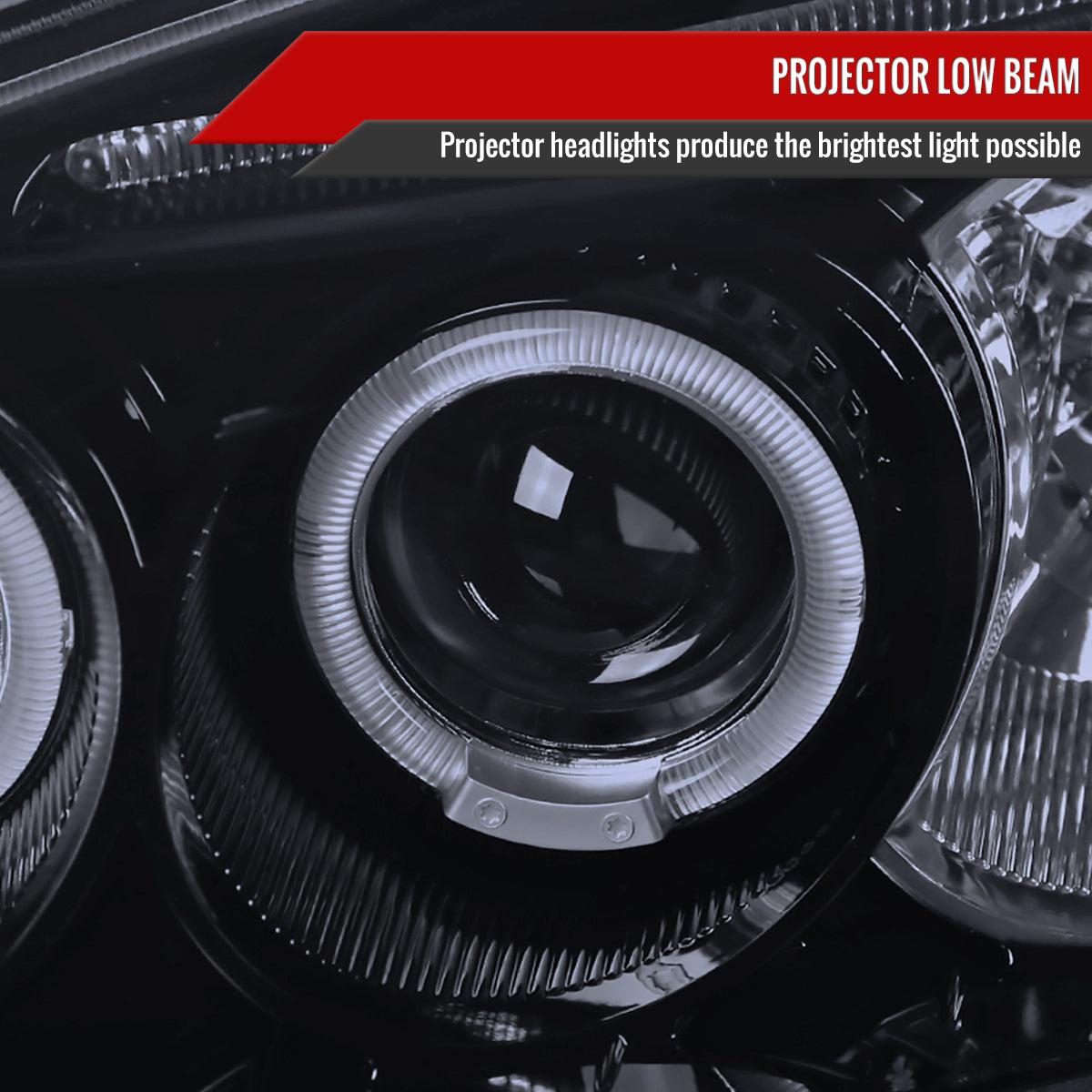 2001-2003 Honda Civic Dual Halo Projector Headlights (Glossy Black Housing/Smoked Lens)