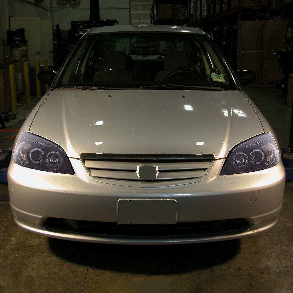2001-2003 Honda Civic Dual Halo Projector Headlights (Glossy Black Housing/Smoked Lens)