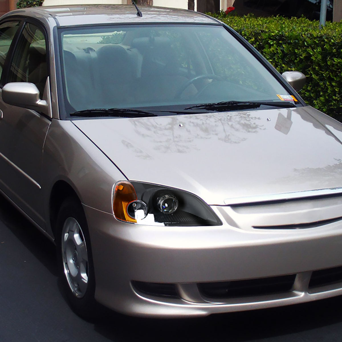 2001-2003 Honda Civic Projector Headlights w/ H1 Bulbs (Matte Black Housing/Clear Lens)
