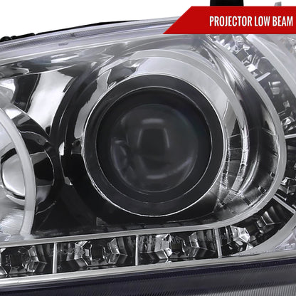 2004-2005 Honda Civic Projector Headlights w/ LED Light Strip (Chrome Housing/Clear Lens)