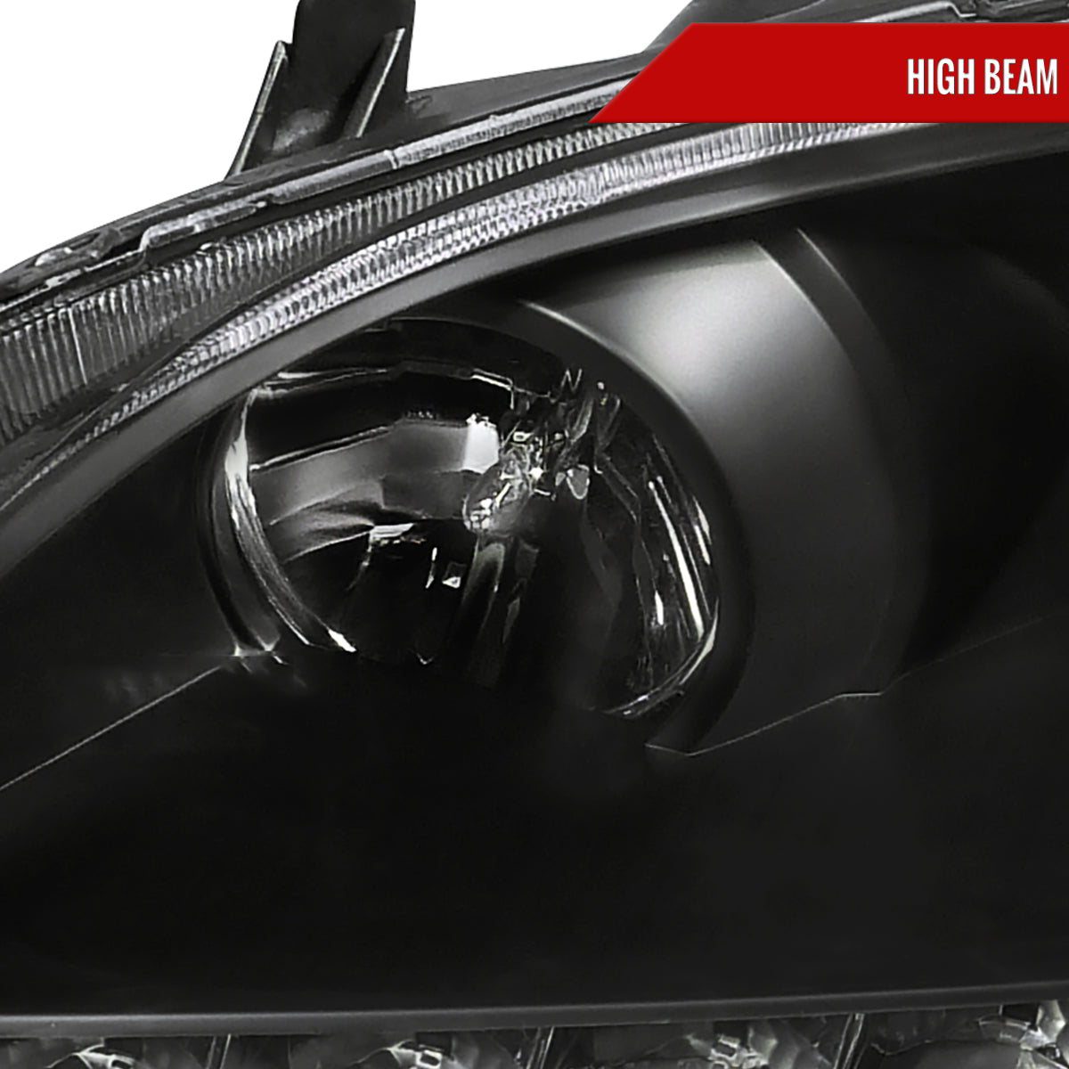 2004-2005 Honda Civic Projector Headlights w/ R8 Style LED Light Strip (Matte Black Housing/Clear Lens)