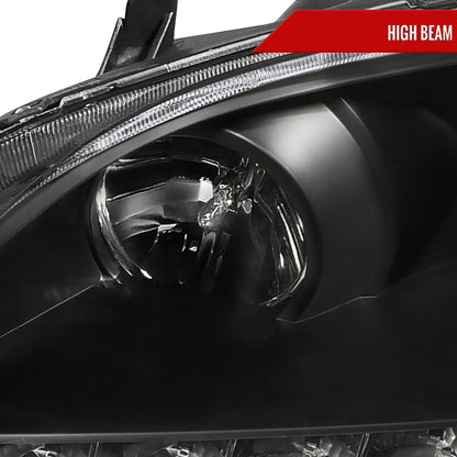 2004-2005 Honda Civic Projector Headlights w/ R8 Style LED Light Strip (Matte Black Housing/Clear Lens)