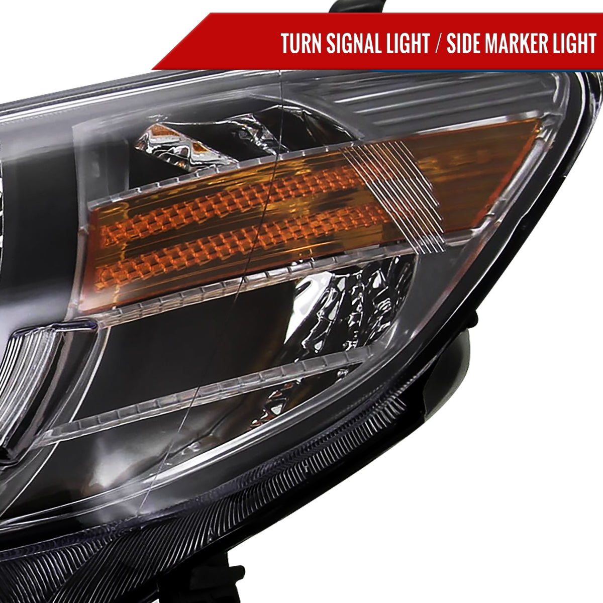 2004-2005 Honda Civic Projector Headlights w/ R8 Style LED Light Strip (Matte Black Housing/Clear Lens)