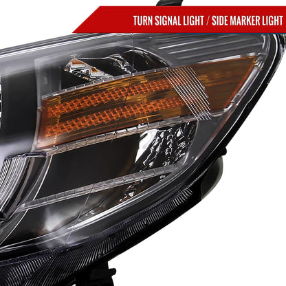 2004-2005 Honda Civic Projector Headlights w/ R8 Style LED Light Strip (Matte Black Housing/Clear Lens)