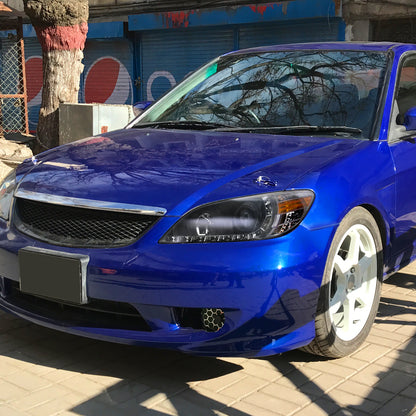 2004-2005 Honda Civic Projector Headlights w/ R8 Style LED Light Strip (Matte Black Housing/Clear Lens)