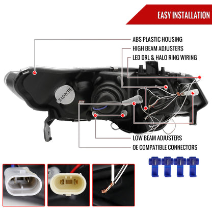 2006-2011 Honda Civic Coupe Dual Halo Projector Headlights (Chrome Housing/Clear Lens)