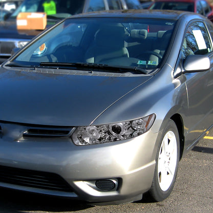 2006-2011 Honda Civic Coupe Dual Halo Projector Headlights (Chrome Housing/Clear Lens)