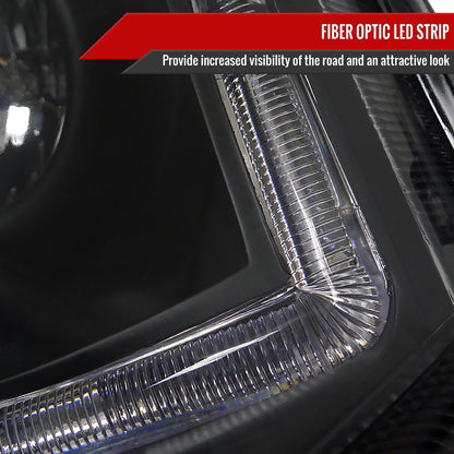 2006-2011 Honda Civic Coupe Projector Headlights w/ LED Light Strips (Matte Black Housing/Clear Lens)