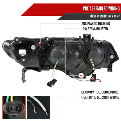 2006-2011 Honda Civic Coupe Projector Headlights w/ LED Light Strips (Matte Black Housing/Clear Lens)