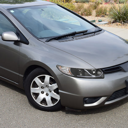 2006-2011 Honda Civic Coupe Projector Headlights w/ LED Light Strips (Matte Black Housing/Clear Lens)