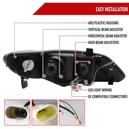 2006-2011 Honda Civic Sedan Dual Halo Projector Headlights (Chrome Housing/Clear Lens)