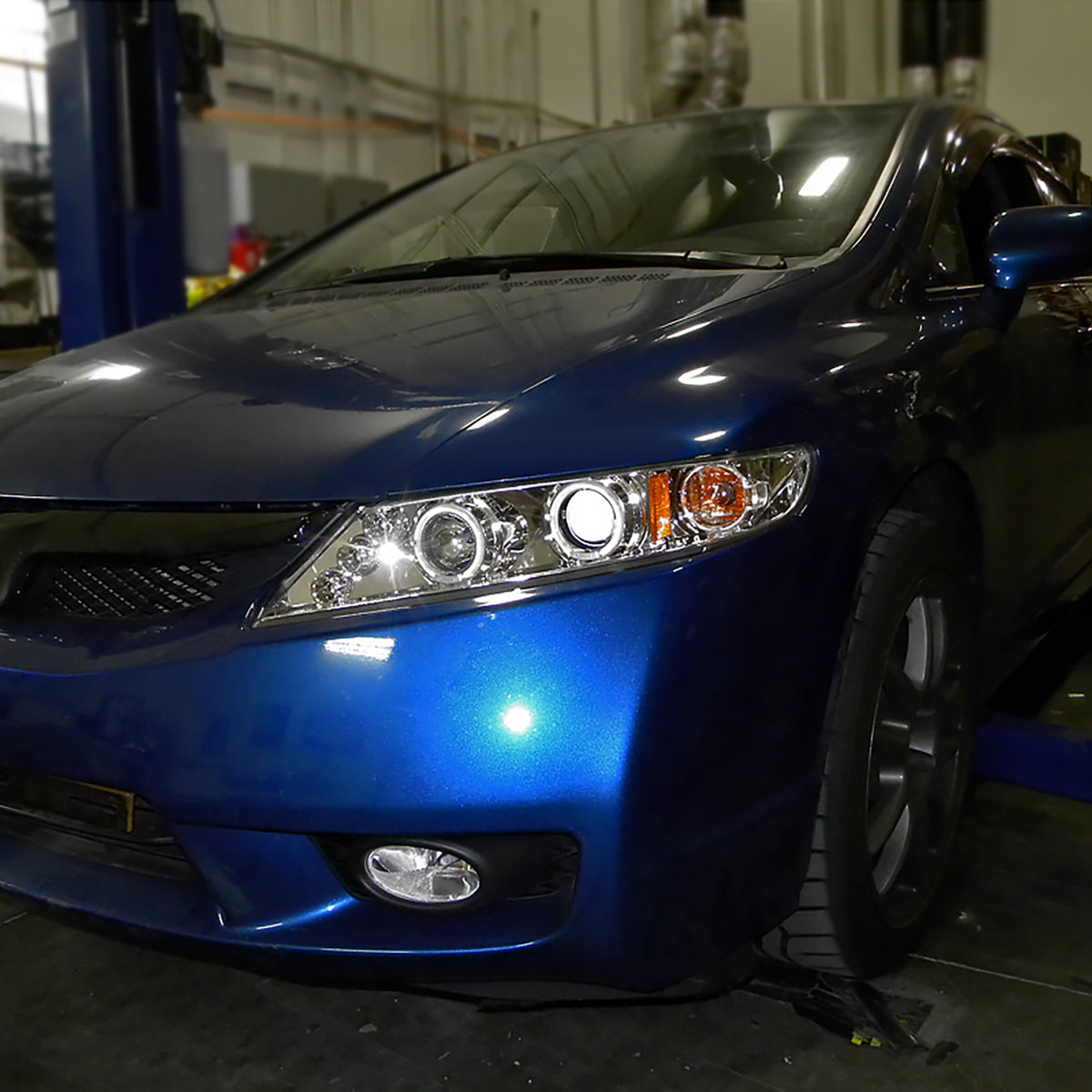 2006-2011 Honda Civic Sedan Dual Halo Projector Headlights (Chrome Housing/Clear Lens)