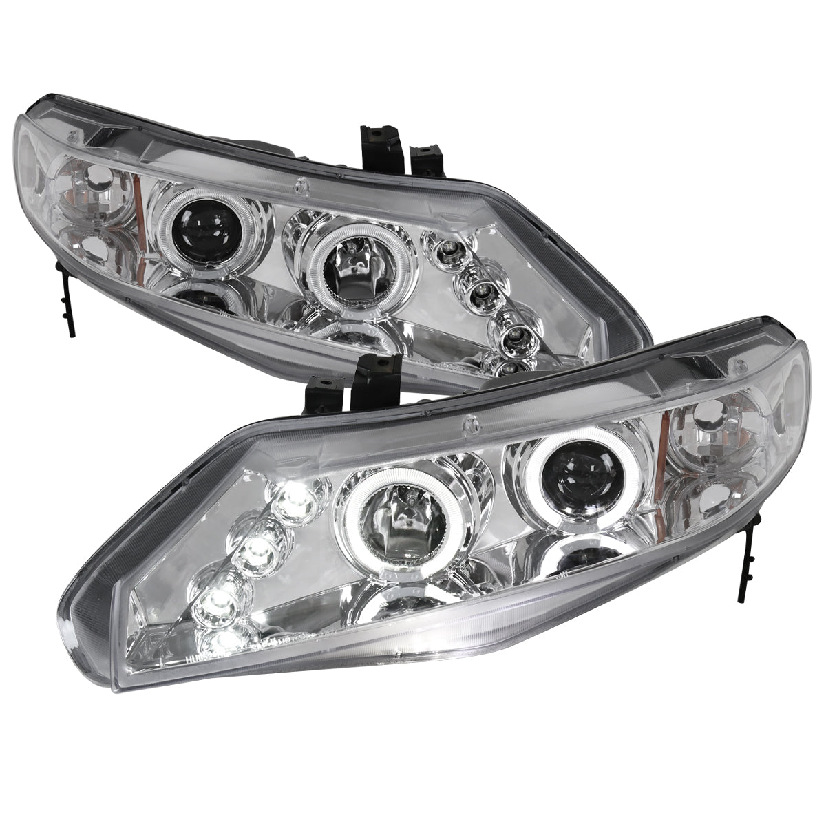 2006-2011 Honda Civic Sedan Dual Halo Projector Headlights (Chrome Housing/Clear Lens)